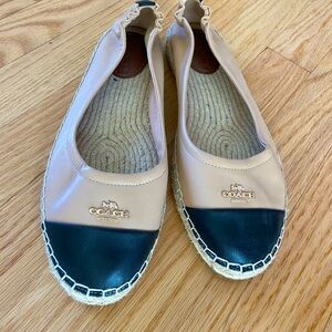 Coach Tan and Black Leather Flats